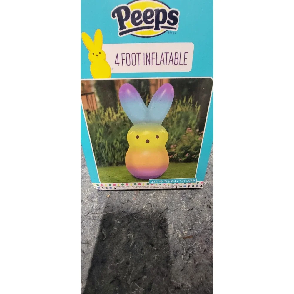 PEEPS 4' Foot Inflatable Rainbow Yard Easter Bunny Blow-Up NWT and‎ Sealed